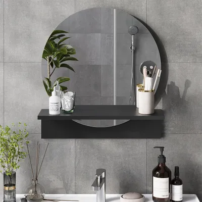 Immagine prodotto di Specchio bagno Vicco Elyra Nero 50 x 54.5 cm con ripiano, Model 58387