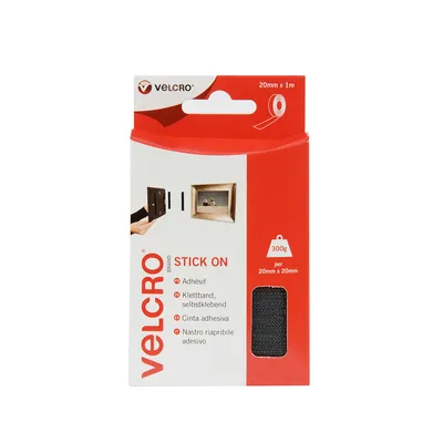 Immagine prodotto di VELCRO® Nastro con gancio e anello Autoadesivo, con gancio e anello 20 mm x 1 m Nero