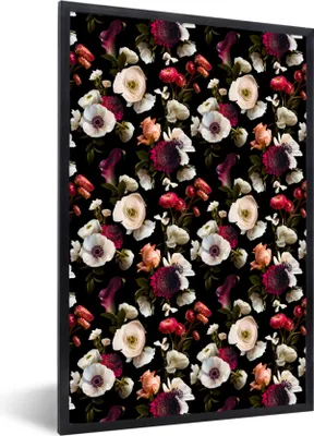 Produktbild von MuchoWow® MuchoWow® Gerahmtes Poster Blumen - Farben - Muster 20x30 cm - Poster mit zchwarzem Bilderrahmen - Drucken - Bilder Poster im Rahmen