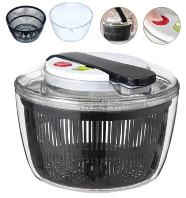 Image de Grande centrifugeuse à salade – Séchoir à salade avec couvercle – Pour laver et sécher les salades, les fruits et les légumes