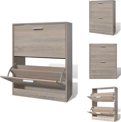 Produktbild von vidaXL Schuhschrank Holz in Eichen-Optik mit 2 Schuhkippern -  Schuhregale & -schränke
