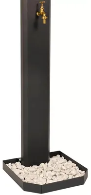 Immagine prodotto di Fontana da Giardino Design a Colonna Ovale Rubinetto in Ottone e Base con Ciottoli Antracite