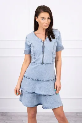 Produktbild von Stretch-Jeanskleid mit Reißverschluss am Ausschnitt S/M-L/XL