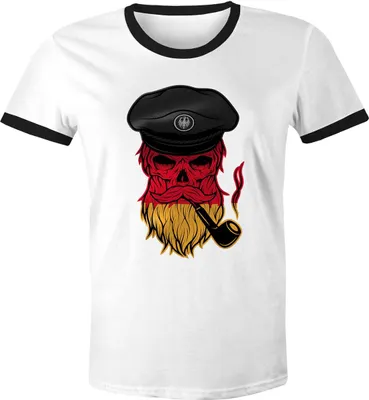 Produktbild von Herren WM-Shirt Captain Skull Deutschland Germany Fan-Shirt 2018 Totenkopf Retro Germany weiß-schwarz M