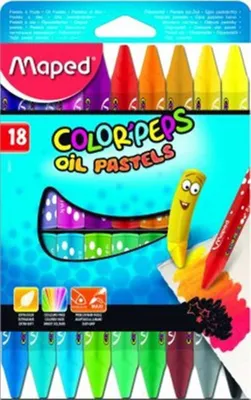 Produktbild von Maped Ölpastellkreiden Set, 18 Farben – Weiche, farbintensive Pastellkreiden zum Malen, Zeichnen und kreativen Gestalten für Schule, Hobby und Freizeit