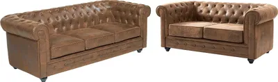 Produktbild von Couchgarnitur 3+2 - Microfaser - Vintage-Look - CHESTERFIELD