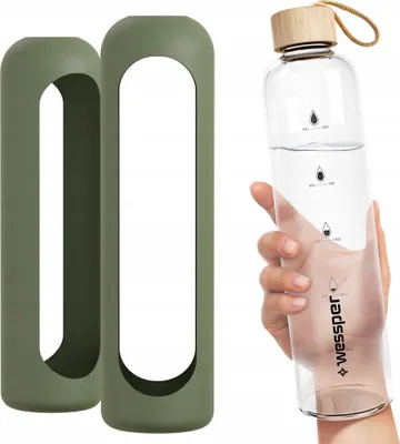 Image de Housse en silicone Pour Le Bouteille En Verre Wessper Activemax 1L - Olive | Housse En Silicone Pour Une Bouteille En Verre