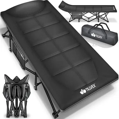Imagen del producto de Cama de camping plegable con bolsa de transporte, resistente hasta 200 kg, para uso en interiores y exteriores