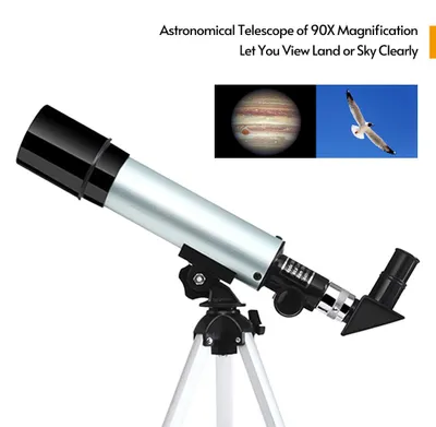 Produktbild von Astronomisches Teleskop, kompakt, tragbar, mit 90-facher Vergrößerung und verstellbarem Stativ für Kinderanfänger
