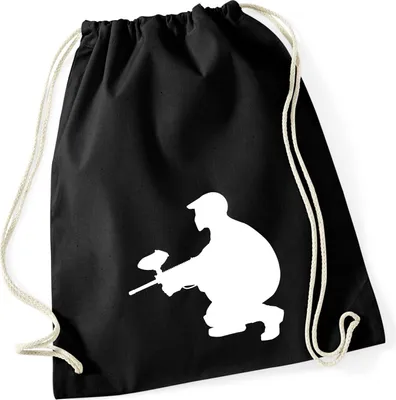 Produktbild von Huuraa Turnbeutel Paintball Silhouette 12 Liter Black Baumwolle Rucksack Geschenkidee