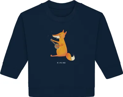 Produktbild von Mr. & Mrs. Panda Organic Baby Pullover Fuchs Gitarre 24. - 36. Monat - French Navy - Geschenk, Füchse, Musik, Optimistisch, Bullover, Singen, Sänger