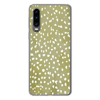 Produktbild von MuchoWow® Handyhülle Schutzhülle Hülle für Huawei P30 Polka dots - Weiß - Grün Silikon Softcase Handy Hülle - Kartenbesitzer