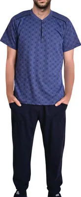 Produktbild von Herren Pyjama Baumwolle Set zweiteiliger Schlafanzug  kurzarm Modell 2 M