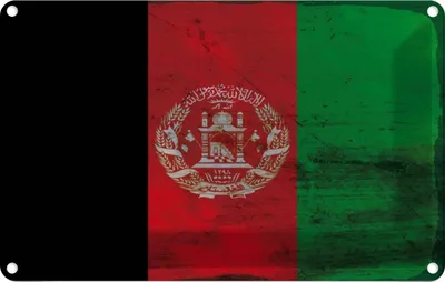 Produktbild von vianmo Blechschild 12x18 cm Afghanistan Rost Flagge Fahne Wappen