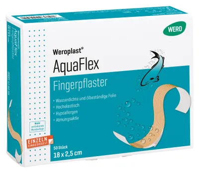 Produktbild von Weroplast AquaFlex Fingerpflaster 18 x 2,5 cm, 50 Stk/Pkg