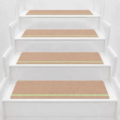 Treppenmatten 15er-Set, selbstklebend, 76x20 cm, leuchtend, beige