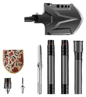 Produktbild von Multifunktionale faltbare Feldspaten-Schaufel mit Hacke, tragbares Outdoor-Survival-Werkzeug für Camping, Gartenarbeit, Wandern und Notfallausrüstung