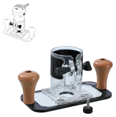 Trimmer-Basisplatte Aluminium, Tauchbasis, Holzgriff, für Handoberfräsen