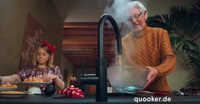 Immagine prodotto di «QUOOKER FLEX con bocca estraibile nera COMBI+ B con CUBE 2 *Il rubinetto che fa tutto! (22+XBLKCUBE)» (2 pezzi) Rubinetto per acqua bollente a 100 °C con sistema per acqua potabile