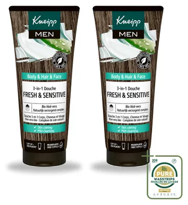 Obrázok produktu pre 2 x Kneipp MEN 3-v-1 sprchový gél Fresh & Sensitive - 200 ml - balenie s 2 kusmi