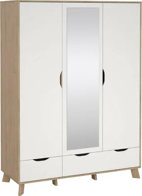 Produktbild von Kleiderschrank 2 Türen Pyarr, Schlafzimmermöbel, Schrank, Garderobe, 147x58 h201 cm, Eiche und Weiß