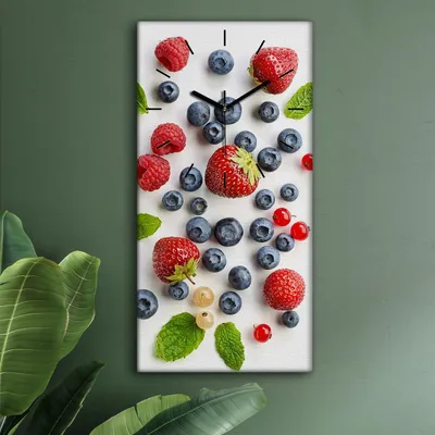 Produktbild von Wohnzimmer Leinwand Uhr Geräuschlos Küche 30x60 Weiße, Früchte, Motive, schwarze Zeiger