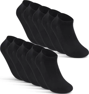 Produktbild von Sneaker Socken Damen & Herren "Premium Sneaker" 10 Paar Atmungsaktiv mit Mesh-Streifen Schwarz Weiß Grau Baumwolle 16510 - Schwarz 39-42