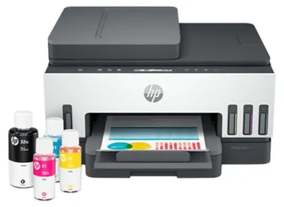 Produktbild von HP Smart Tank 7308 Wireless All-in-One Farbe Drucker, Thermal Inkjet, Farbdruck, 4800 x 1200 DPI, A4, Direktdruck, Weiß, Grau