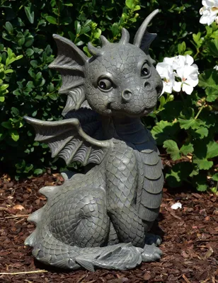 Produktbild von Süsser Gartendrache sitzend Drache Figur Gartenfigur TOP