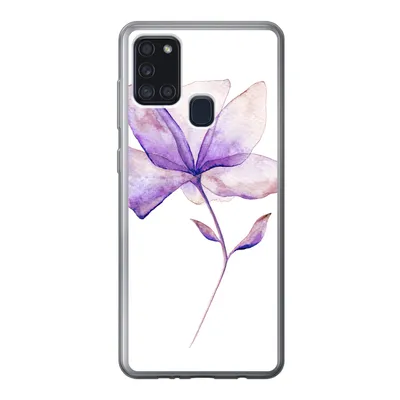Produktbild von MuchoWow® Handyhülle Schutzhülle Hülle für Samsung Galaxy A21s Blumen - Aquarell - Lila Silikon Softcase Handy Hülle - Hartschale