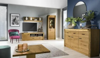 Produktbild von Wohnzimmer TV-Lowboard s Einrichtung Komplett Wohnwand Set 4tlg