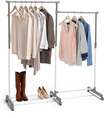 Produktbild von DomoPak Living Rollgarderobe "Corner", Höhenverstellbar, 150 x 42 x 95-160 cm, Eckrollgarderober mit Ablage für Schuhe, Modern, Grau / Weiß, 905008