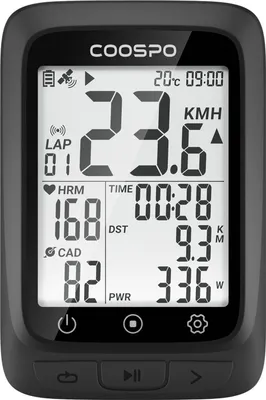 Produktbild von Coospo Fahrradcomputer, kabelloser GPS-Fahrrad-Tachometer und Kilometerzähler mit ANT+ Herzfrequenzmesser, Trittfrequenzsensor BT 5.0, Schwarz