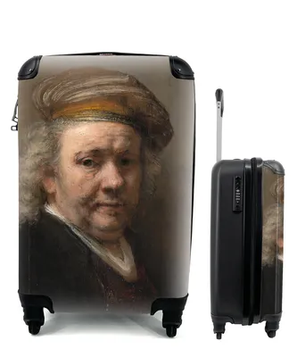 Produktbild von MuchoWow® Koffer Handgepäck Trolley Rollkoffer Kleine Reisekoffer mit 4 Rollen - Selbstbildnis - Gemälde von Rembrandt van Rijn - Cabin Size < 55x40x23 cm & 55x40x20 cm - Fotokoffer - Kabinenkoffer - Boardgepäck - Reise-Box - Reisekoffer - Reisegepäck - Koffer mit Bild - Trolley für Kinder