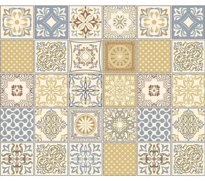 Image de Autocollants décoratifs pour carrelage de cuisine et de salle de bain – 30 autocollants « Azulejos Auriana » – 30 autocollants de 15 x 15 cm