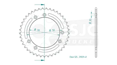 Produktbild von ESJOT Kettenrad "29029" 525, Stahl, schwarz 45 Zähne