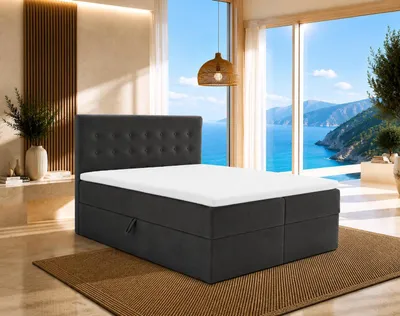 Produktbild von Boxspringbett S-Deluxe 180x200 Anthrazit mit Stauraum