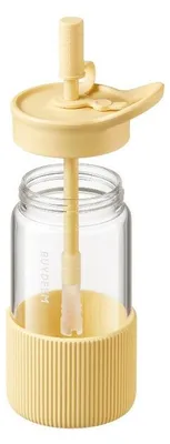 Image de Bouteille en verre portable Buydeem, modèle DG425, capacité 550 ml, couleur jaune pastel