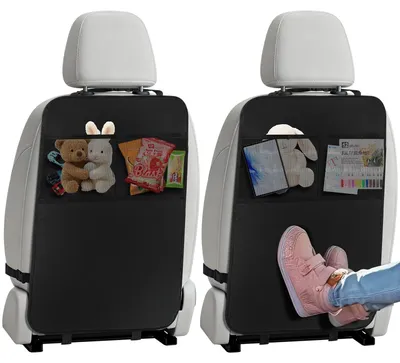 Produktbild von VINATO 2 Stück Rückenlehnenschutz Auto Kinder mit 2 Organizer Taschen, Auto Sitz