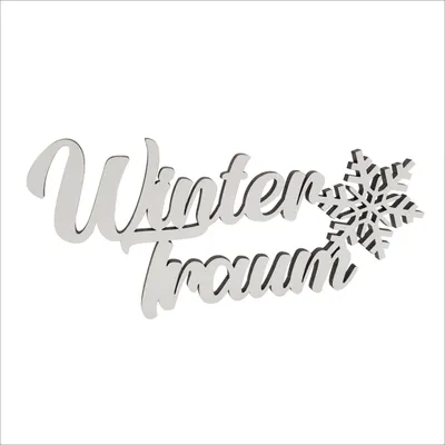 Holz-Op Schrift "Winterdroom" – Weihnachtsdeko, Weiß, 20 cm