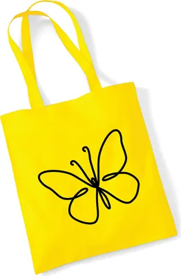 Produktbild von Huuraa Jutebeutel Schmetterling Silhouette 10 Liter Yellow Baumwolle Tasche Geschenkidee
