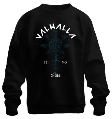 Produktbild von Valhalla Vegvisir Wikinger Nordische Runen Odin Runensymbol Sweatshirt Pullover, Schwarz, XXL