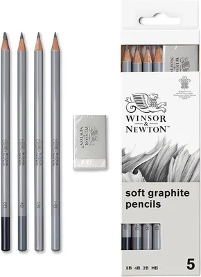 Produktbild von Famanu Grafitstifte Set mit Radiergummi - 4 Skizzenstifte (8B, 4B, 2B, HB)