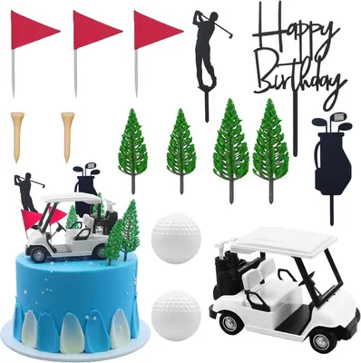 Productafbeelding van Golf taartdecoraties verjaardag cake toppers mini - Golf Cart Speelgoed Thema Cake Decoraties