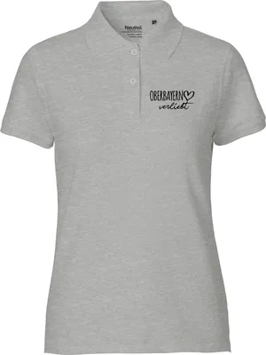 Produktbild von Huuraa Damen Polo Shirt Oberbayern verliebt M Sport Grey Bio Baumwolle Fairtrade Poloshirt Geschenkidee
