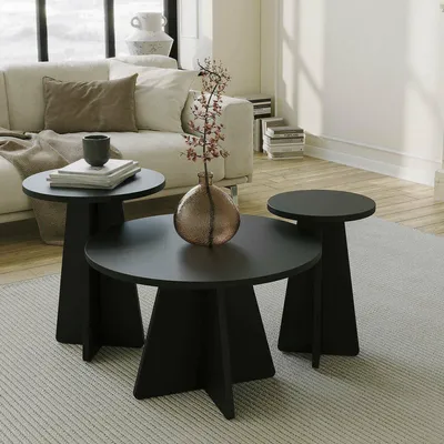 Immagine prodotto di Cargeghe - Tavolino da Salotto, 60x60x40h cm Nero, Forma Rotonda