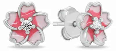 Produktbild von Silberne Blumenohrringe mit Zirkonen EA1117WP