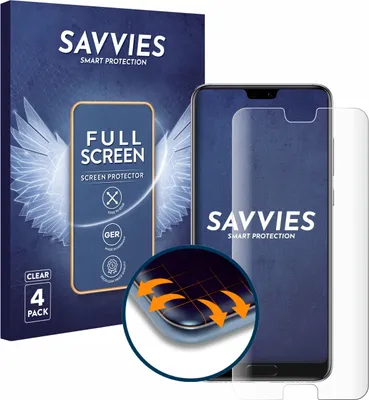 Produktbild von 4x Savvies Fullscreen Schutzfolie für Huawei P20 Pro Displayschutz Folie Fullcover Klar Transparent