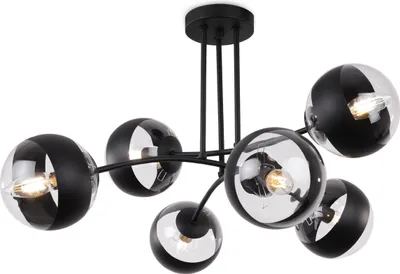 Produktbild von Deckenlampe Toledo schwarz 6-flammig mit schwarzen Lampenschirmen E14