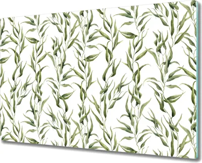 Produktbild von Glas-Herdabdeckplatte Glaskeramikkochfeld-Abdeckung Spritzschutz - 80x52 cm - Eukalyptusblätt grün